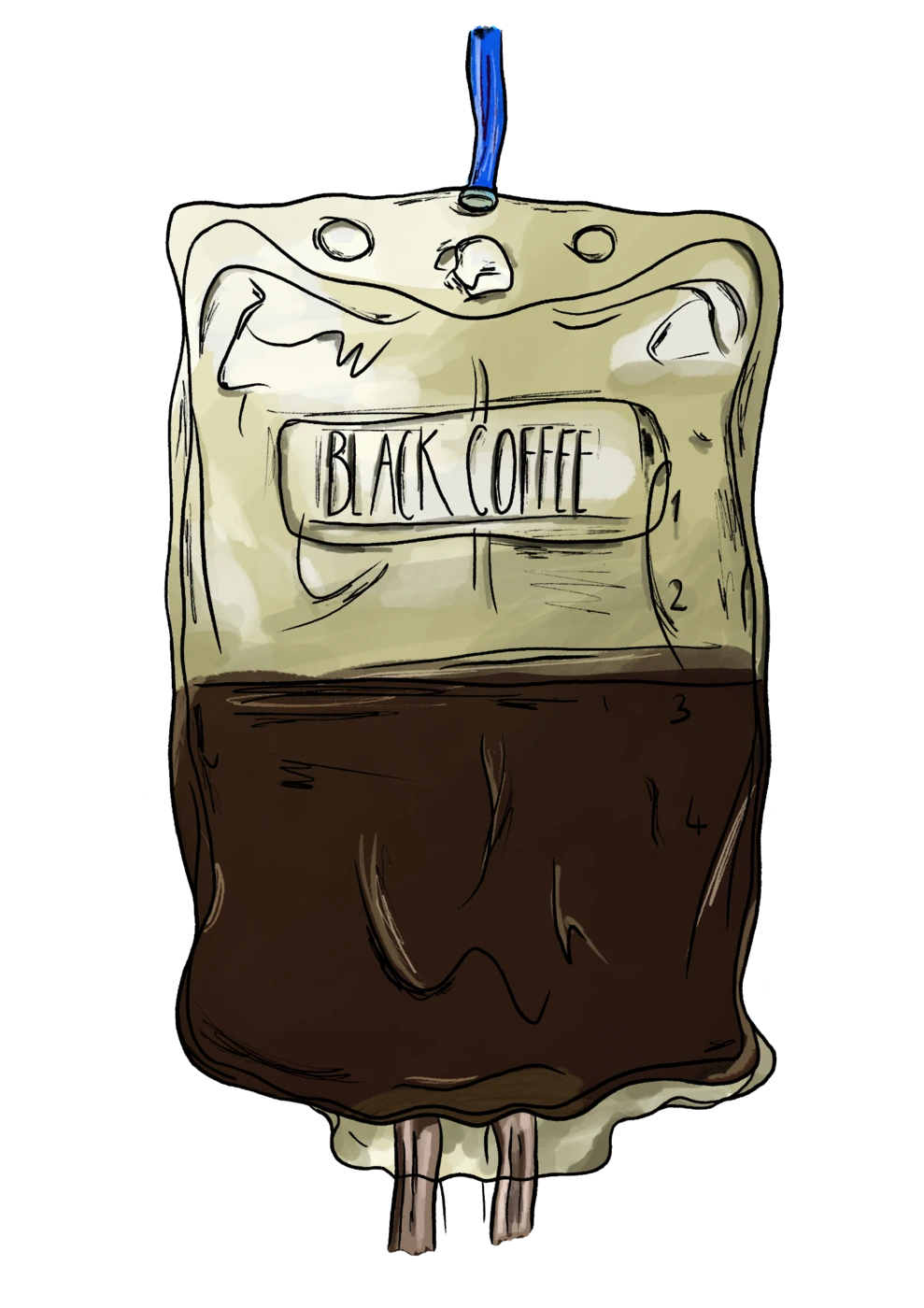 Autorská ilustrace vaku s nápisem Black Coffee