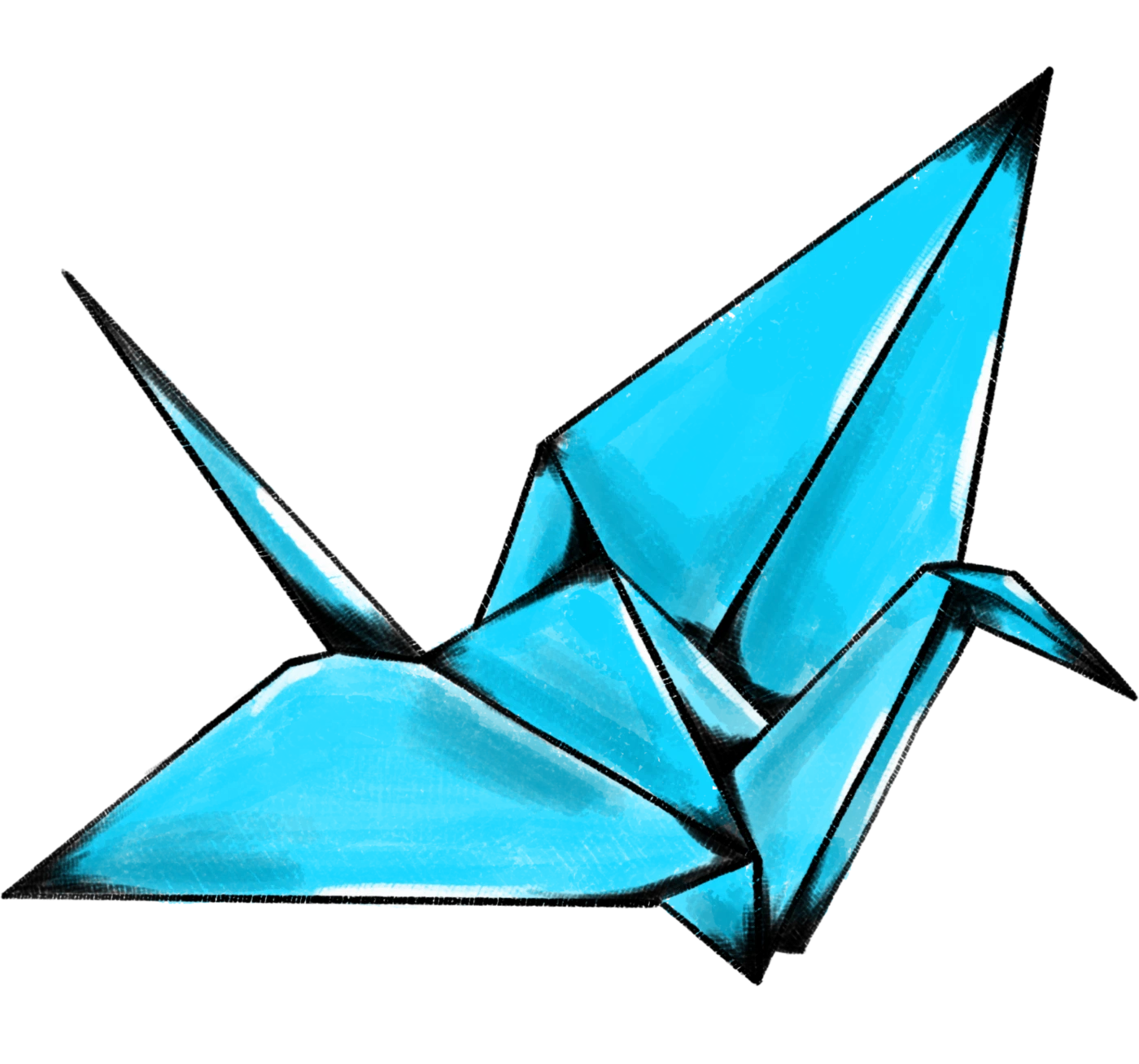 Autorská ilustrace origami jeřába