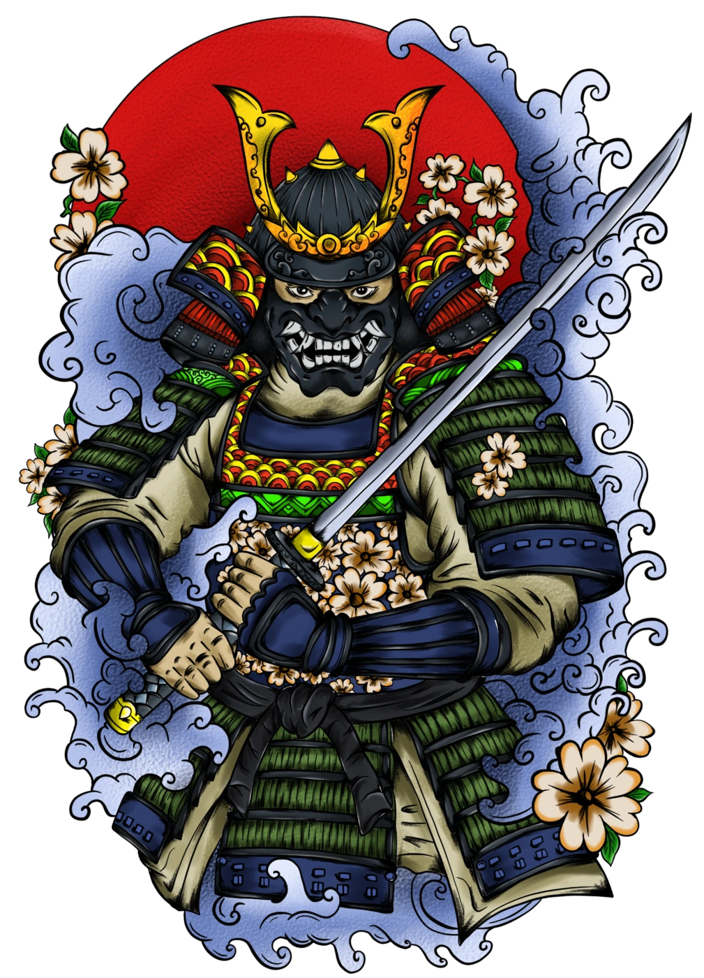 Autorská ilustrace samuraje